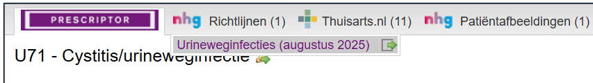 Prescriptor tabbladen NHG en thuisarts.nl