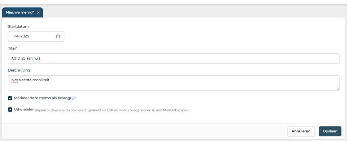 Nieuwe MemoForm (nov 2025)